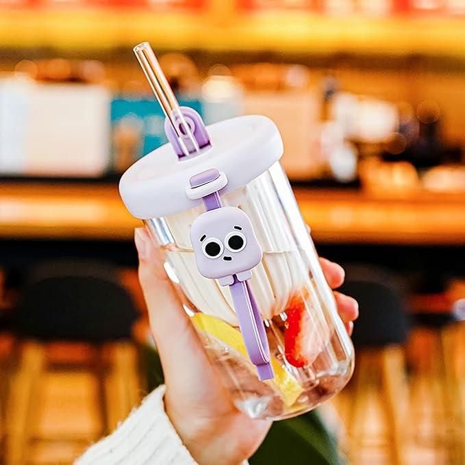 Glass Tumbler with Fruit Infuser Lid and Straw
